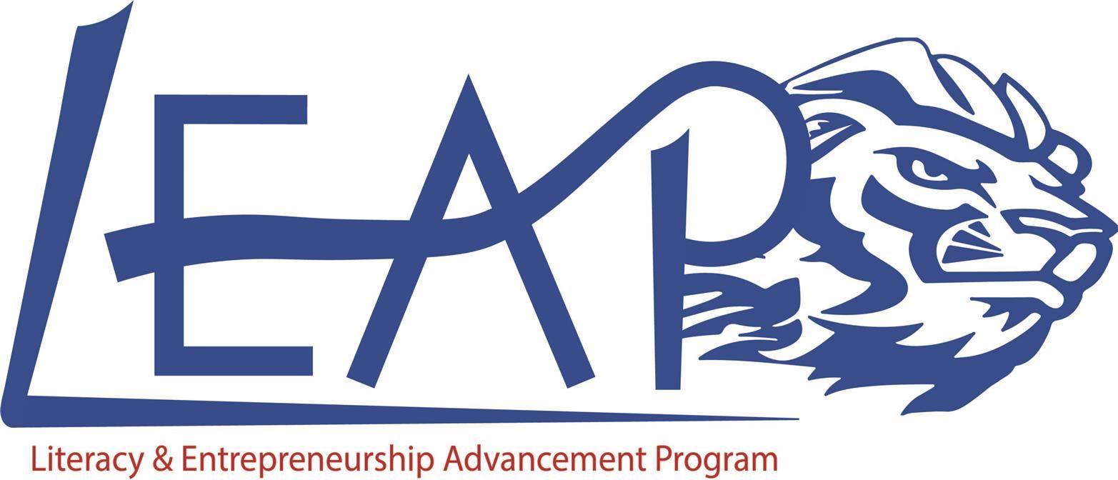 LEAP  Logo with Lion coming off P 
